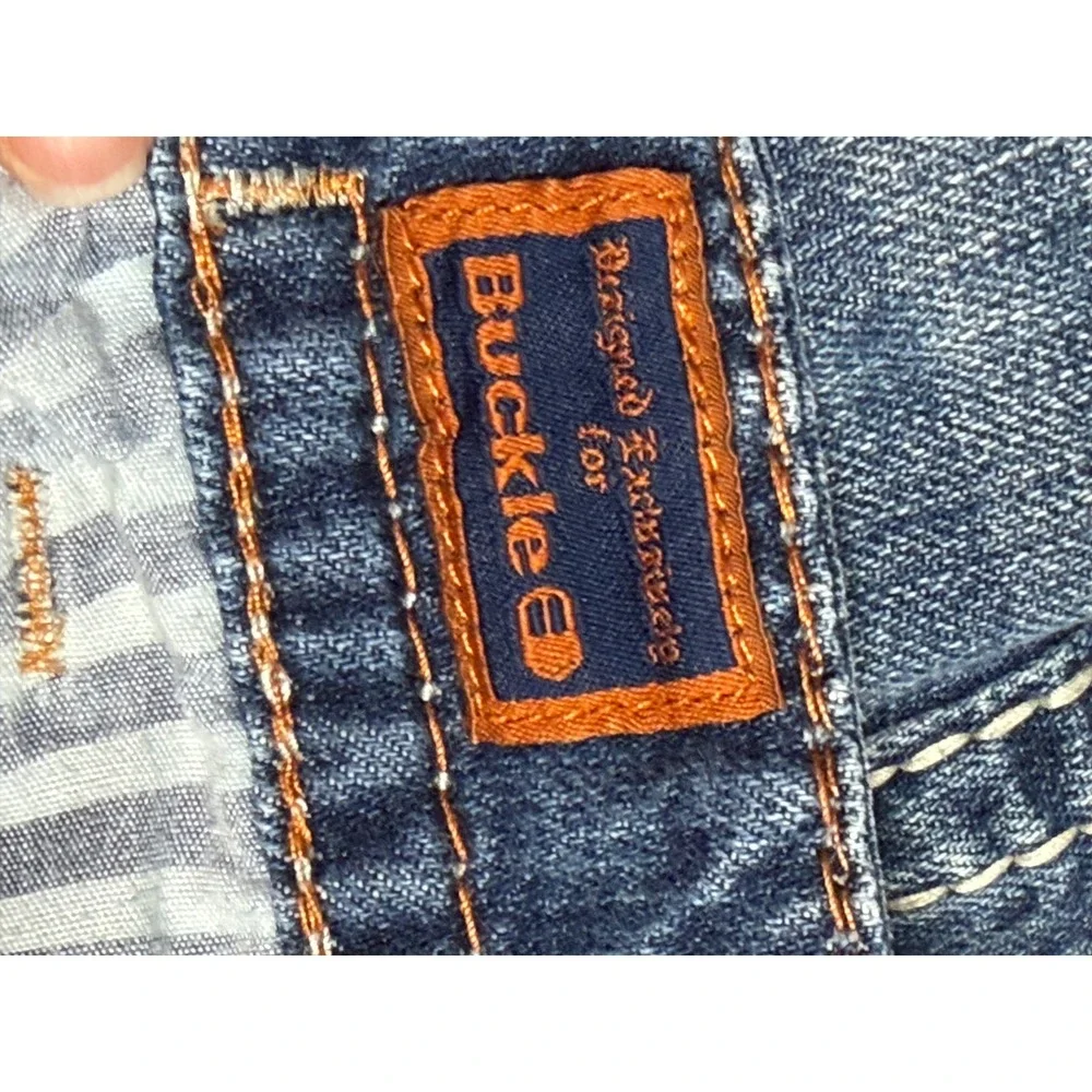 Rock Revival Mens Bootcut Jeans Size 34 Flap Pocket Thick Stitch Blue Y2K